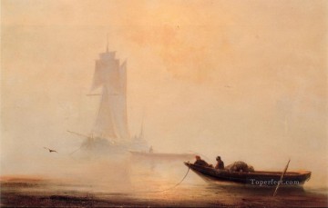 Landscapes Painting - Ivan Aivazovsky fishing boats in a harbor Seascape